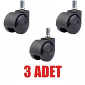 3 Adet Büro Tipi Pimli Plastik Koltuk Sandalye Tekeri 50mm thumbnail 1