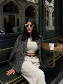 Cemo Leopar Desenli Kaşe Kısa Kaban Ceket thumbnail 4