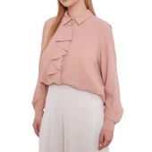 Yakası Fular Broş Detaylı Bluz thumbnail 9