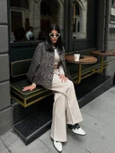 Cemo Leopar Desenli Kaşe Kısa Kaban Ceket thumbnail 1