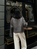 Cemo Leopar Desenli Kaşe Kısa Kaban Ceket thumbnail 3