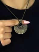 Doğal Taş Oniks Doğal Taşlı Desenli Otantik Kadın Kolye 45 Cm Zincirli euk26o thumbnail 1