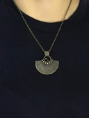 Doğal Taş Oniks Doğal Taşlı Desenli Otantik Kadın Kolye 45 Cm Zincirli euk26o thumbnail 3