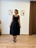 Siyah Askılı Midi Elbise thumbnail 8