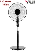 Yui F29 Siyah 120 Cm 16 Inç 40w 3 Kademe 5 Pervane Döner Başlıklı Vantilatör thumbnail 4
