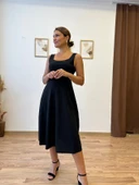 Siyah Askılı Midi Elbise thumbnail 7