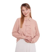 Yakası Fular Broş Detaylı Bluz thumbnail 12