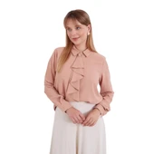 Yakası Fular Broş Detaylı Bluz thumbnail 11