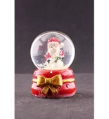 Dekoratif Yeni Yıl Noel Baba Temalı Kurdele Detaylı Mini Boy Işıklı Kar Küresi 6,5 cm thumbnail 5