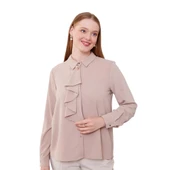 Yakası Fular Broş Detaylı Bluz thumbnail 5