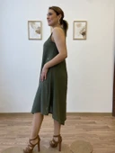 Asimetrik Kesim İthal Keten Midi Elbise thumbnail 6