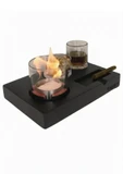 CopArt Elza Siyah Şömineli Viski ve Puro Tepsisi - 1 Lt Yakıt Hediyeli thumbnail 4