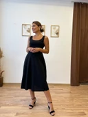 Siyah Askılı Midi Elbise thumbnail 2