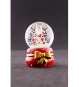 Dekoratif Yeni Yıl Noel Baba Temalı Kurdele Detaylı Mini Boy Işıklı Kar Küresi 6,5 cm thumbnail 2