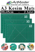 A3 Kesim Matı 3 Adet 30x45 cm Çift Taraflı Çizim Matı Kesim Altlığı Kesme Madı Kesim Tablası Proje Etkinlik thumbnail 1