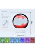 Led Işıklı Kum Saati Ev Ofis Dekorasyonu Hediye 7 Inç Kum Sanatı 3d Gece Lambası Kum Sanatı Yeşil thumbnail 7