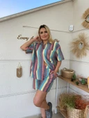 Renkli Çizgili Şort Gömlek Takım thumbnail 3