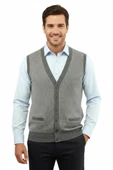 Erkek Düğmeli Yelek Cepli Çelik Örgü Klasik Kalıp 5205L BGL-ST04846 thumbnail 2