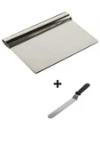 2li Set Hamur Şekillendirici Eğik Pasta Spatulası +Metal Hamur Kesici Kazıyıcı Spatula thumbnail 1