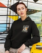 Soyut Tasarım Baskılı, Unisex Kapüşonlu Regular Hoddie Kangru Sweat thumbnail 5