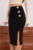 Düğme Aksesuarlı Drapeli Sandy Etek thumbnail 5