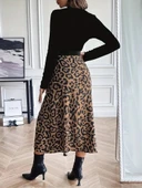 Lucky Life Kadın Uzun Kollu Bisiklet Yaka Ithal Krep Bluz Alt Desenli Modal Midi Elbise thumbnail 3