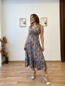 Beli Gipeli Etnik Desen Sıfır Kol Elbise thumbnail 6