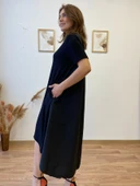 Asimetrik Ön Viscon Arka Terikoton Elbise thumbnail 5