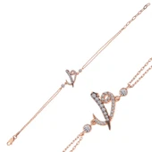 925 Ayar Gümüş Rose Elif Vav Kadın Bileklik T7379 (770770) thumbnail 2