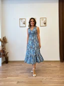 Beli Gipeli Etnik Desen Sıfır Kol Elbise thumbnail 11