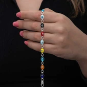 925 Ayar Gümüş Renkli Nazar Mineli Kadın Bileklik T8562 (770770) thumbnail 1