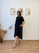 Asimetrik Ön Viscon Arka Terikoton Elbise thumbnail 6