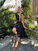 Vatkalı Kemerli Kloş Midi Elbise thumbnail 2