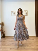 Beli Gipeli Etnik Desen Sıfır Kol Elbise thumbnail 7