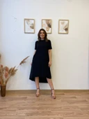 Asimetrik Ön Viscon Arka Terikoton Elbise thumbnail 8