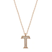 925 Ayar Gümüş Rose T Harfi Kadın Gümüş Kolye T6745 (770770) thumbnail 1