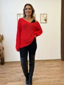 V yaka Balon Kol Salaş Triko Bluz thumbnail 10