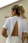 Beyaz Sırt Detaylı Crop Tshirt thumbnail 2