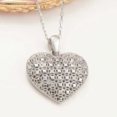 925 Ayar Gümüş Bombeli Kalp Kadın Kolye T7963 (770770) thumbnail 1