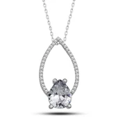 925 Ayar Gümüş Beyaz Taşlı Damla Kadın Gümüş Kolye T7122 (770770) thumbnail 1