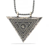 925 Ayar Gümüş Üçgen İçi Açılabilen Tuğra Muskalık Gümüş Kolye T6052 (770770) thumbnail 1
