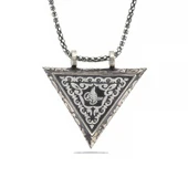 925 Ayar Gümüş Üçgen İçi Açılabilen Tuğra Muskalık Gümüş Kolye T6007 (770770) thumbnail 1