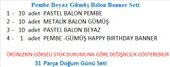 Pembe Gümüş Beyaz Balon-Banner Seti thumbnail 2