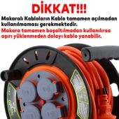 Küçük Makaralı Kapaklı Seyyar Kablo 4 Prizli Plastik Uzatma Kablosu 3x1.5 mm CCA Kablo 20 Metre thumbnail 2