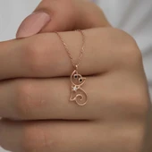 925 Ayar Gümüş Rose Kedi Kadın Gümüş Kolye T7076 (770770) thumbnail 2