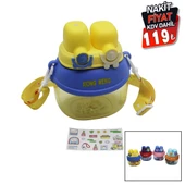 YÜZ MODELİ  - 2 KİLİTLİ KAPAK  RENKLİ MİKA KRİSTAL SULUK MATARA PİPETLİ - NAYLON ÇANTALI - ASKILI 1280ML (5358) thumbnail 2