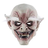 Korku Zombi Maskesi Beyaz Saçlı Kaşlı Lateks Vampir Maskesi Et Maske (5358) thumbnail 1