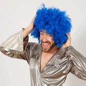 Mavi Renk Kıvırcık Afro Bonus Peruk (5358) thumbnail 1