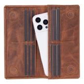 Aura Hakiki Deri, El Yapımı, Telefon Bölmeli, Kadın Cüzdanı, Açık Kahve thumbnail 1