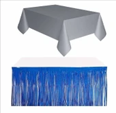 Gümüş Masa Örtüsü, Lacivert Masa Eteği, 2 Adet Gümüş Arka Fon thumbnail 2